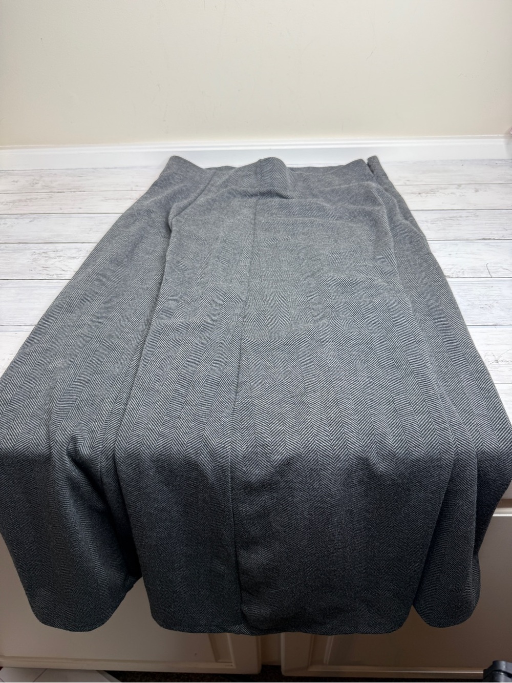 Lands' End Gray Herringbone A-Line Skirt